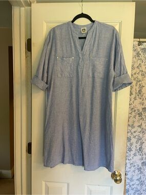 Anne Klein Light Blue Casual linen tunic style summer dress